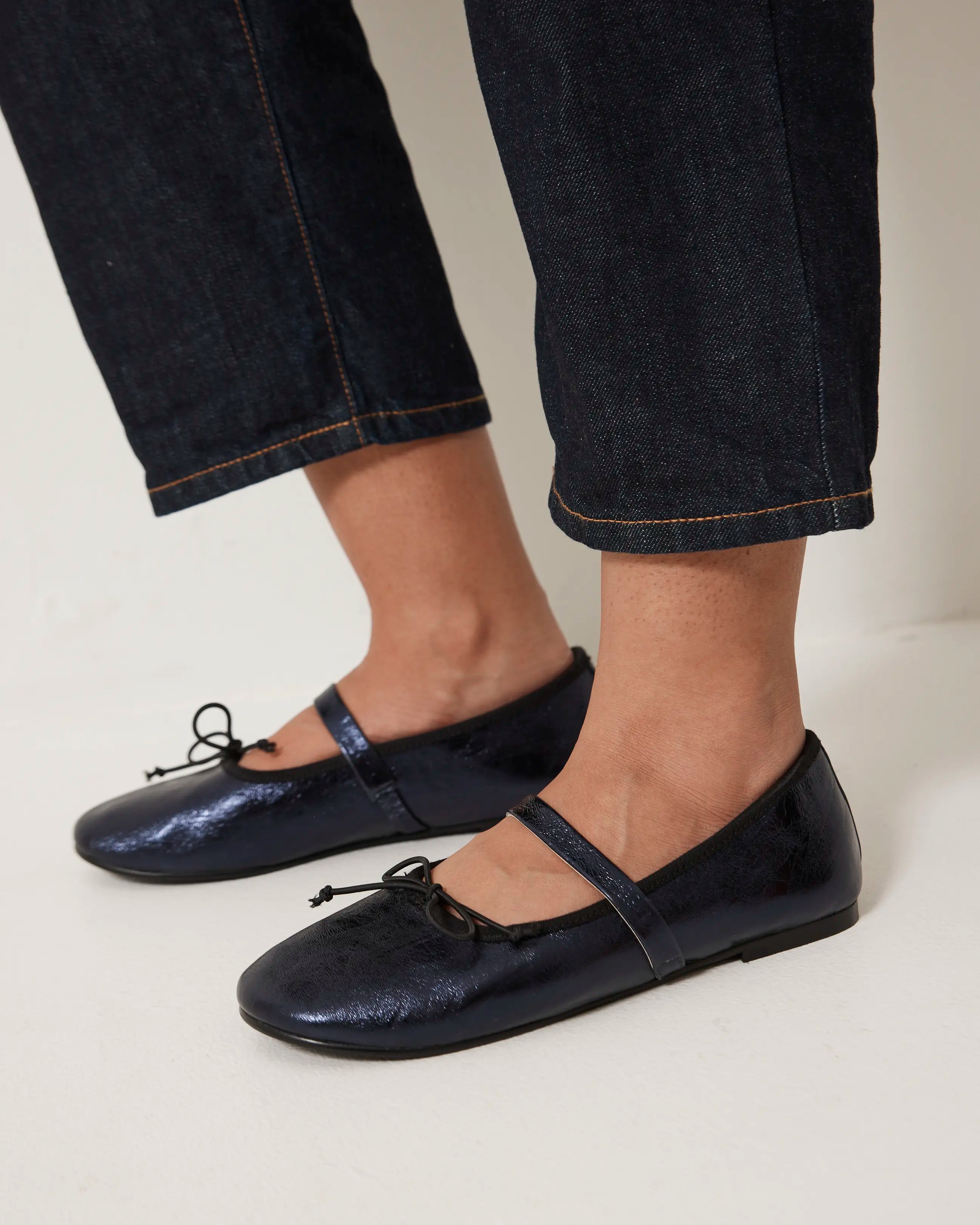 Blessed 2.0 Leather Ballet Flat | Navy Metallic