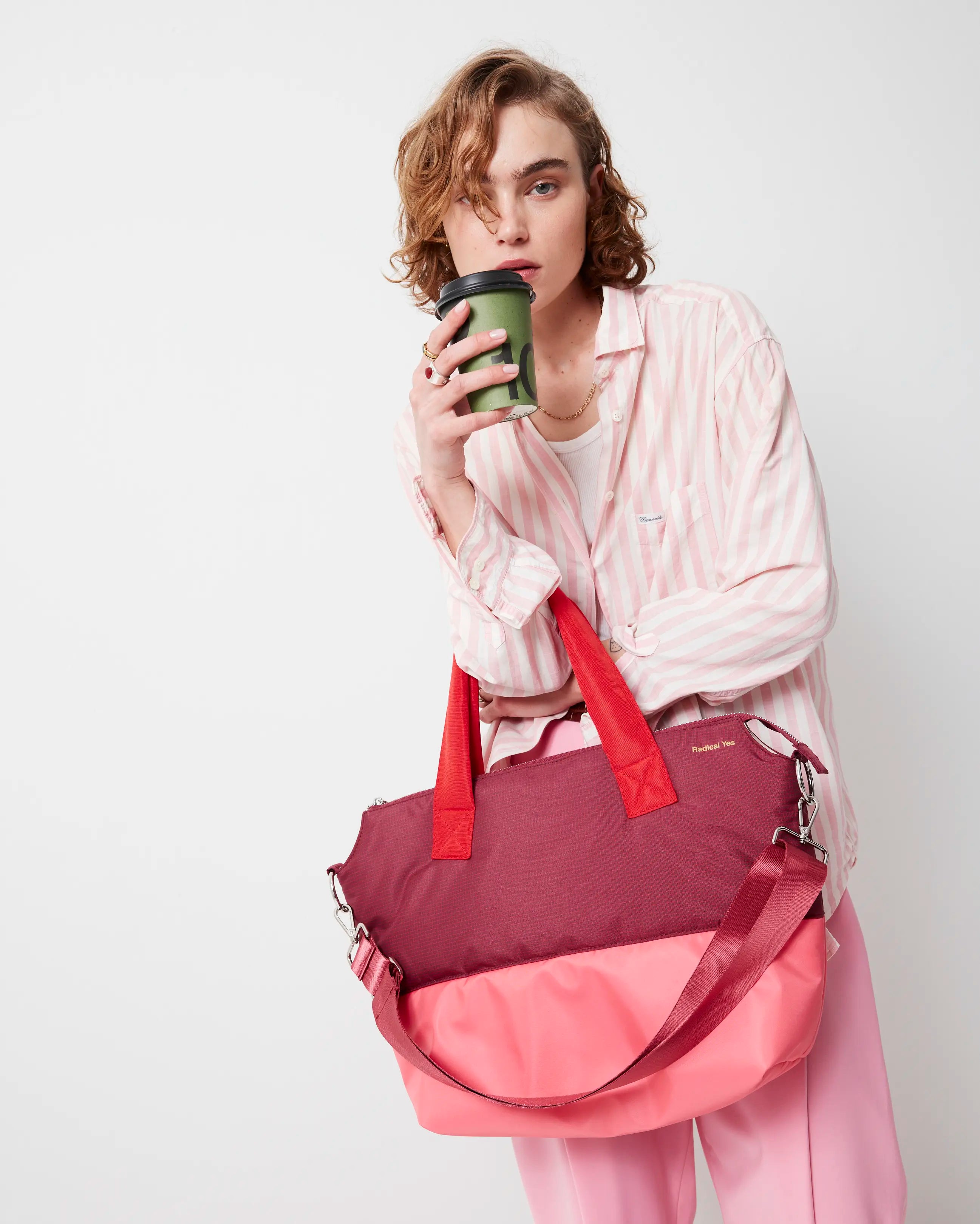 Maximilian Dance Tote in Nylon | Cherry and Pink Splice