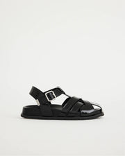 Ginny Strappy Sandal | Black Patent Leather