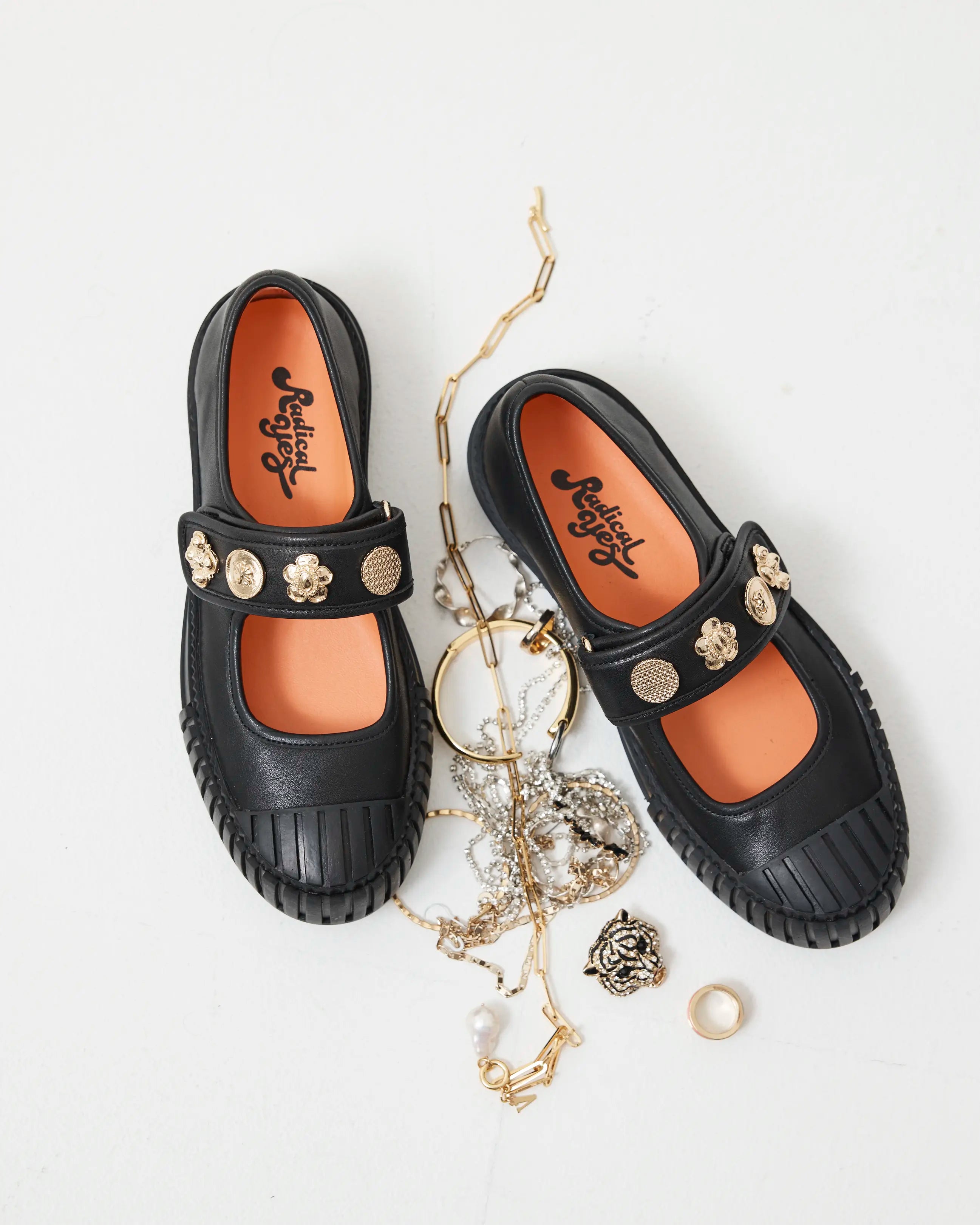Grace Velcro Leather Mary Jane | Black Deco Amazingness