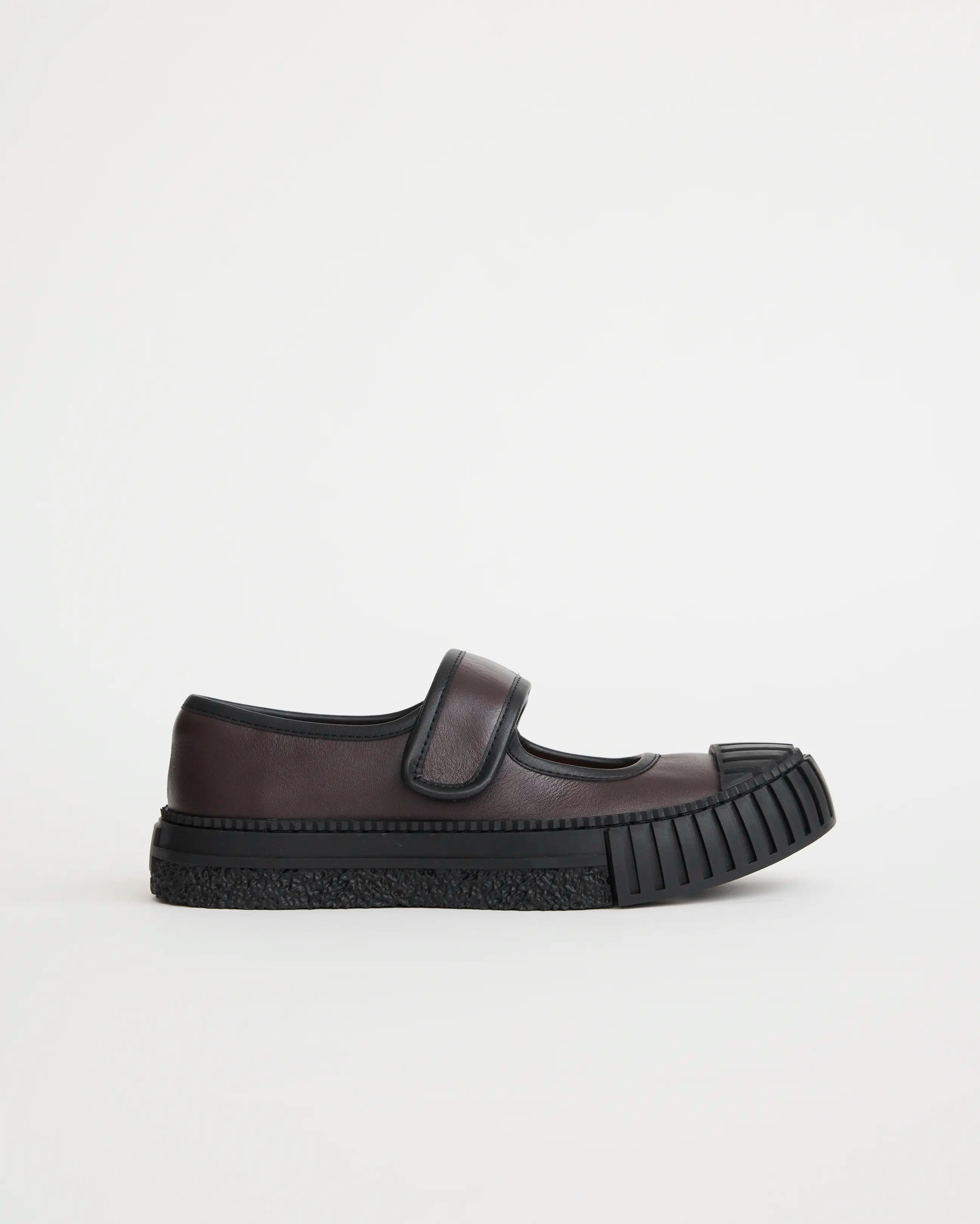 Grace Velcro Mary Jane: Aubergine Leather