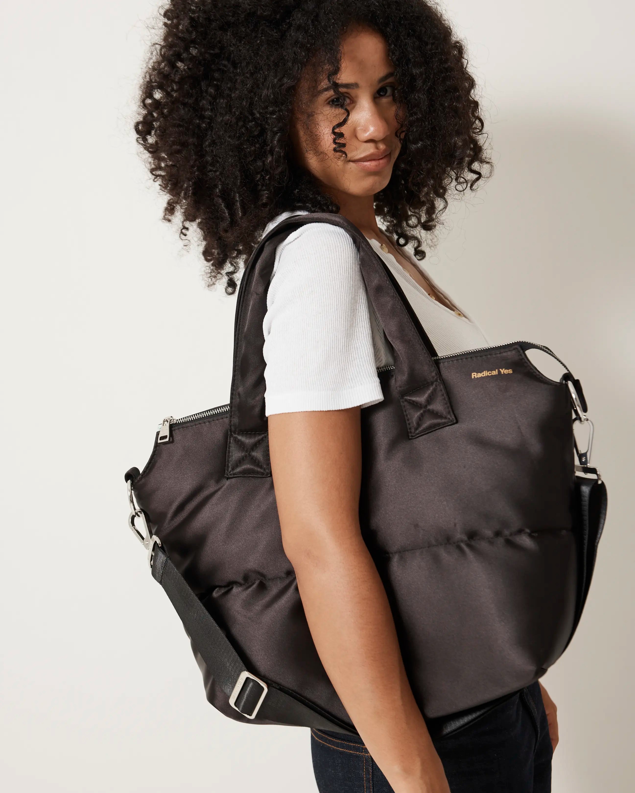 Maximilian Dance Tote | Black Sporty Satin