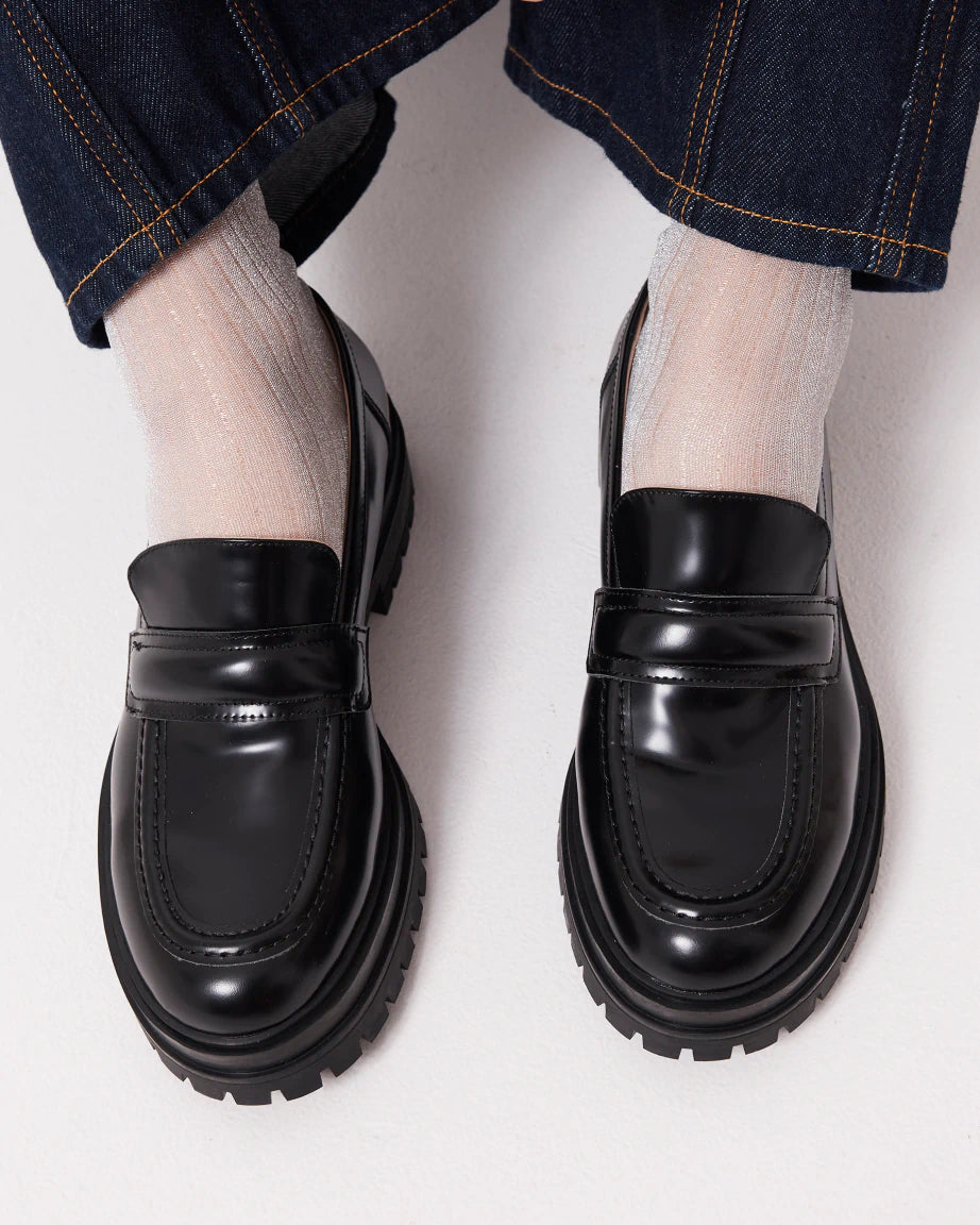 Olympia Slip On Leather Loafer | Black