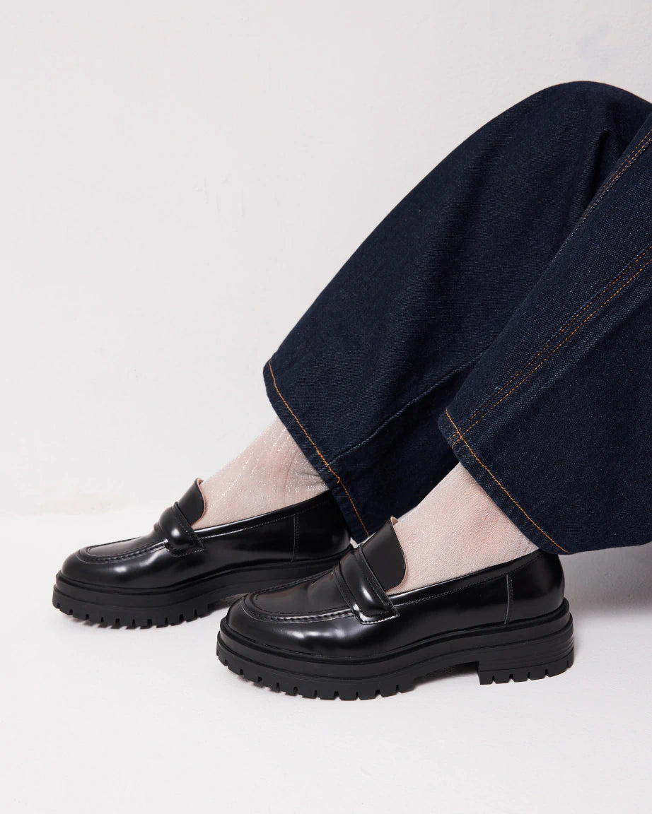 Olympia Slip On Leather Loafer | Black
