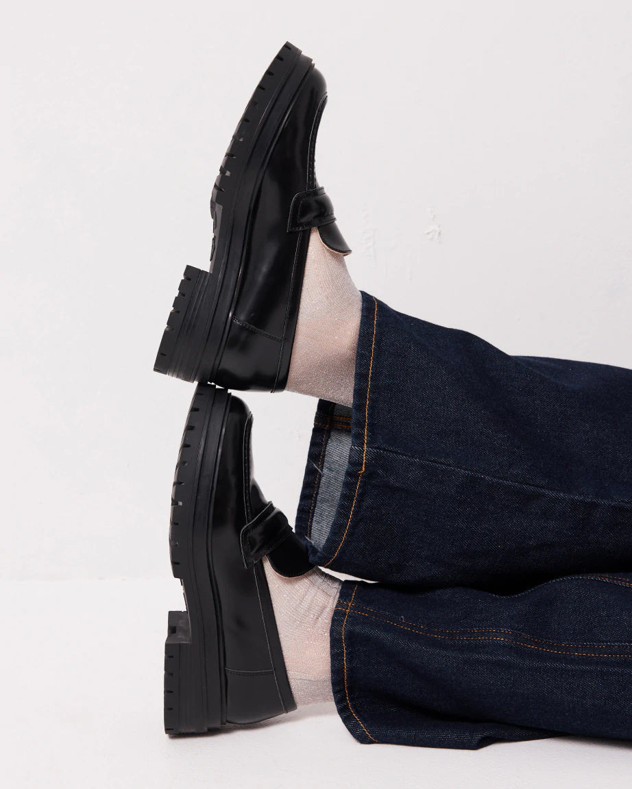 Olympia Slip On Leather Loafer | Black
