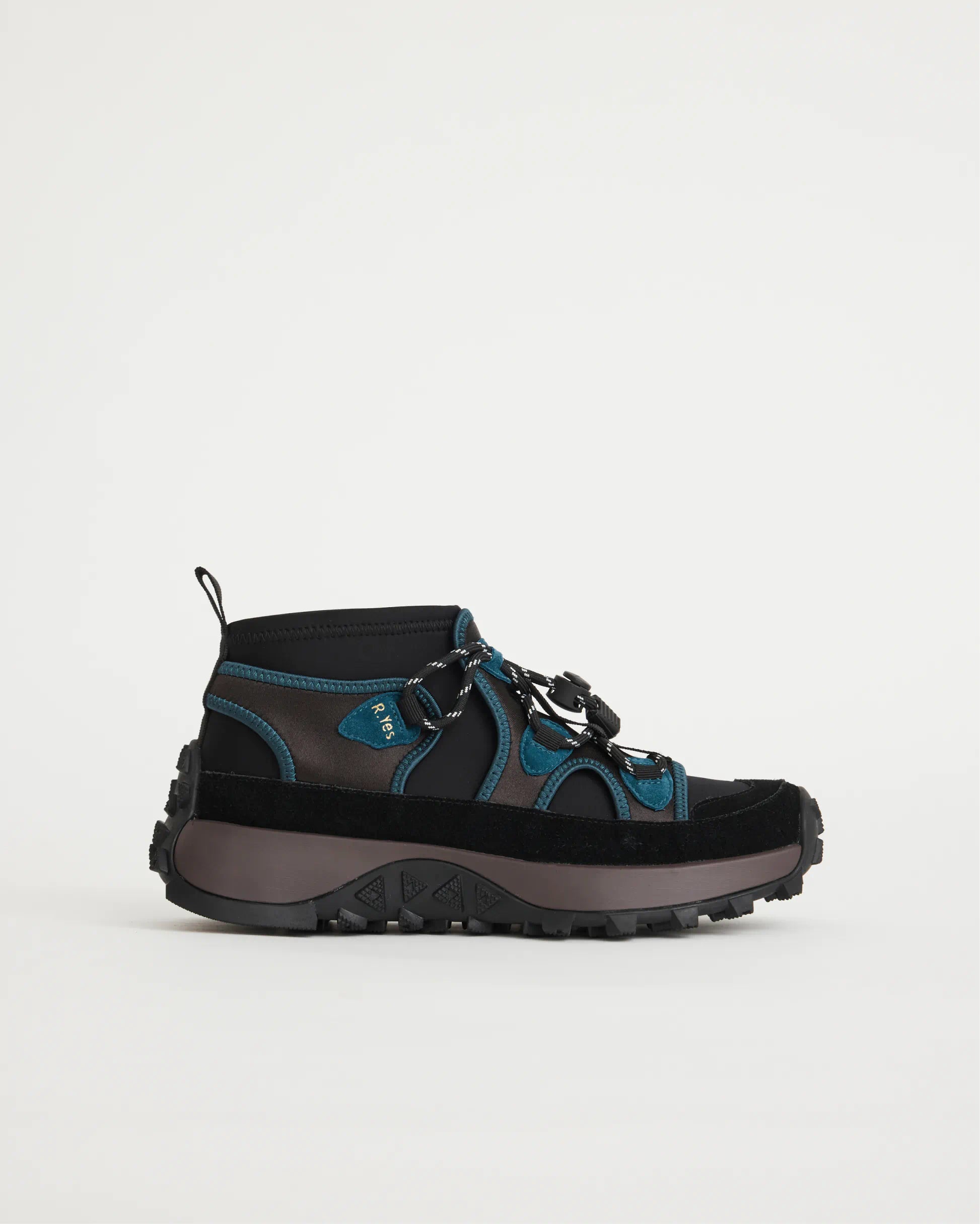 Osaka: Neoprene & Leather Hiker Shoes in Petrol
