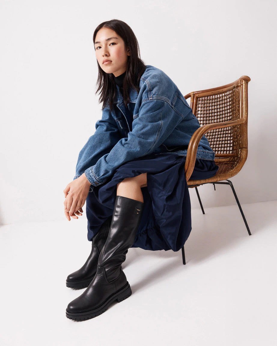 Patience Leather Zip Up Tall Boot | Black