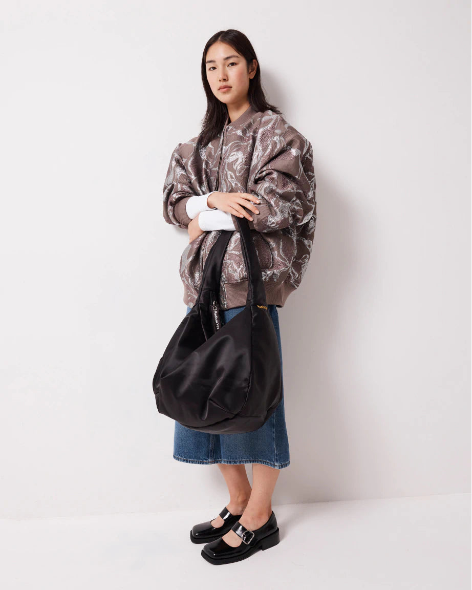 Rainbow Tote | Black Sporty Satin