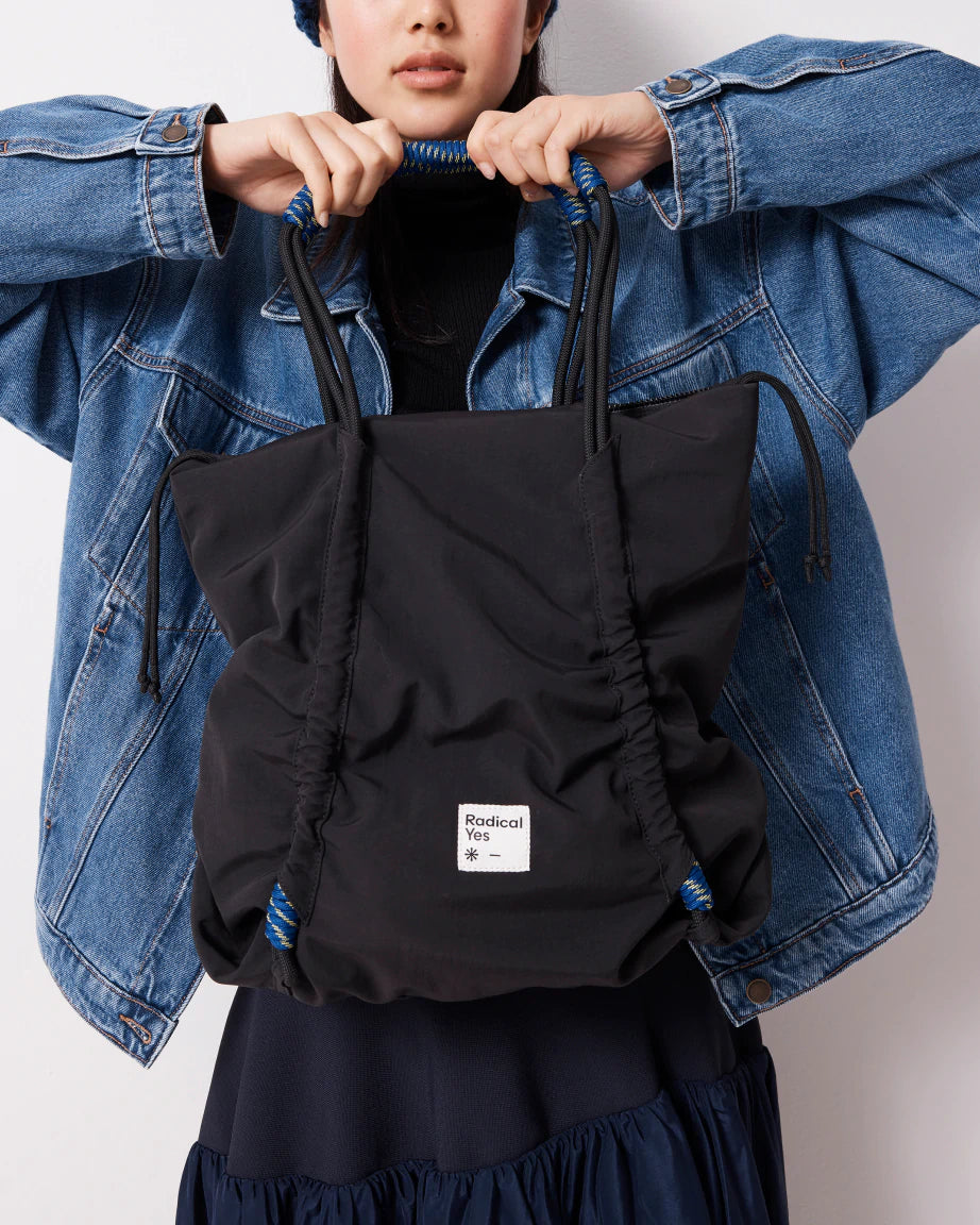 Reframe Ruched Recycled Nylon Tote | Black