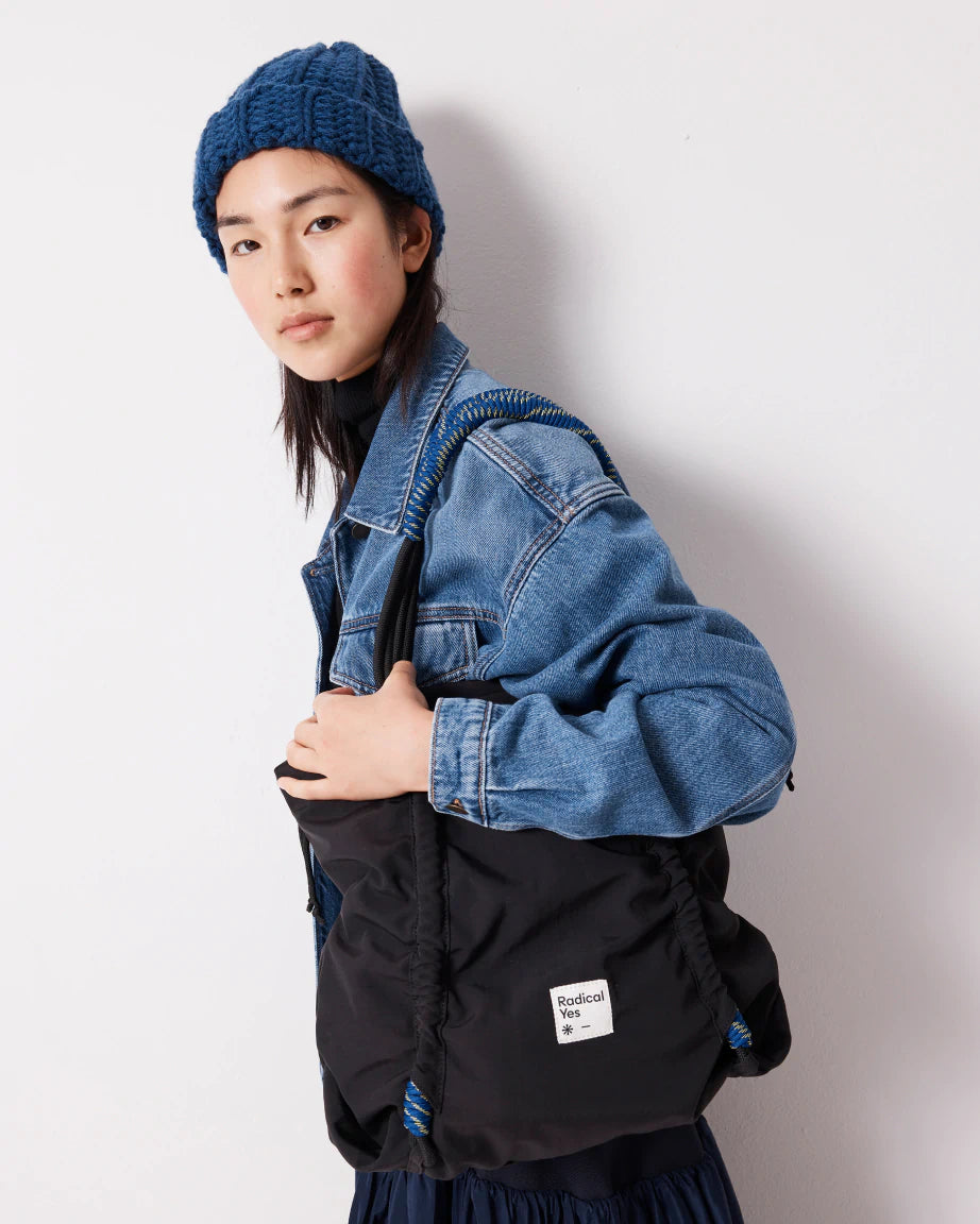 Reframe Ruched Recycled Nylon Tote | Black