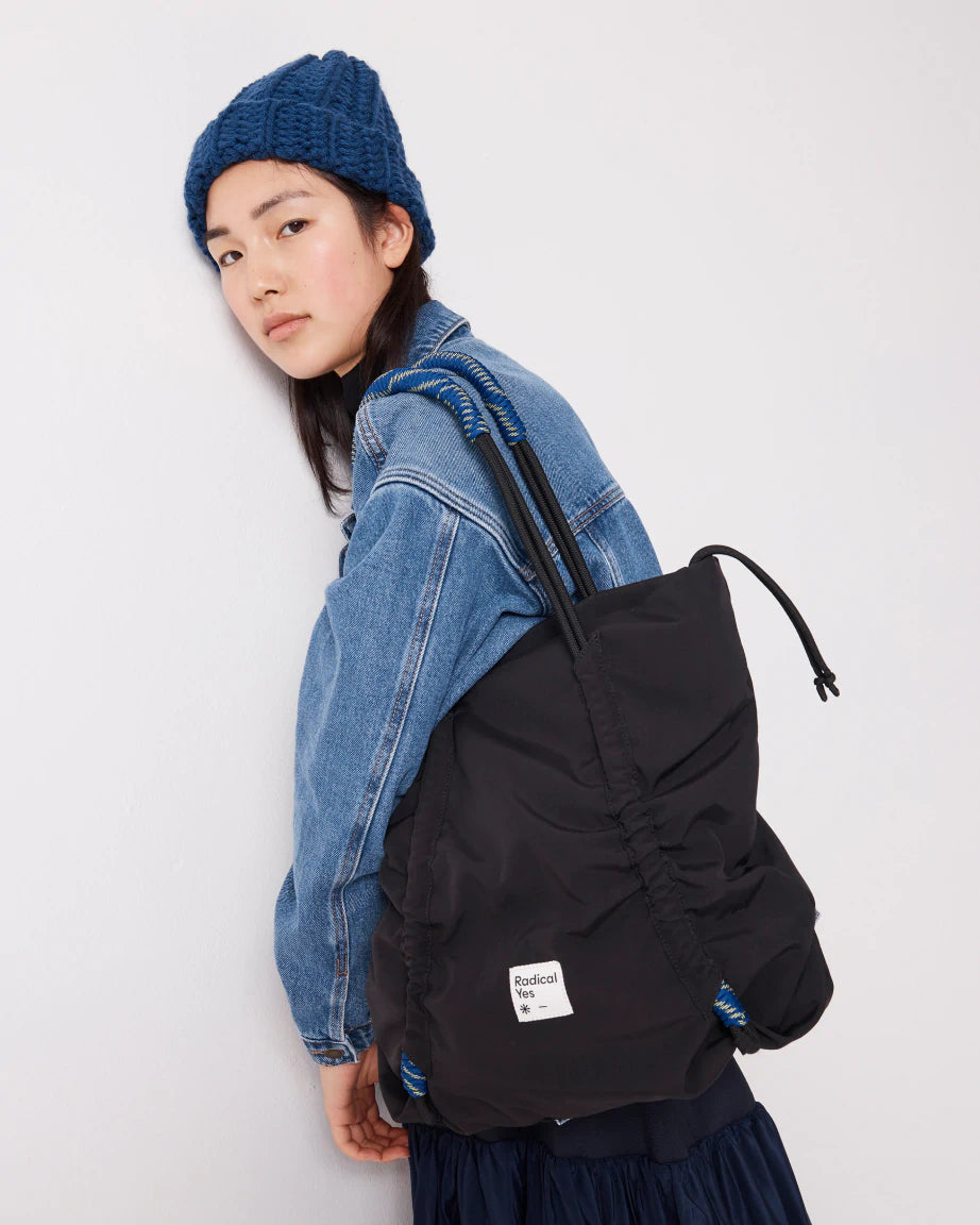 Reframe Ruched Recycled Nylon Tote | Black