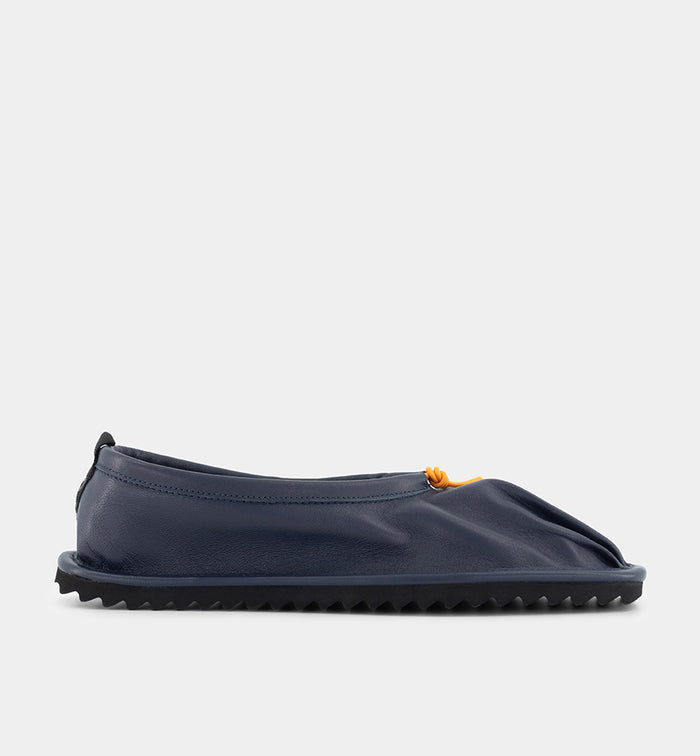 Pina Pleated Toe Leather Ballet Shoe | Navy