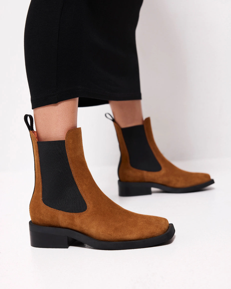 Tomorrow Square Toe Chelsea Boot | Coffee Suede
