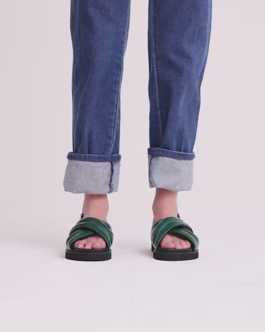 Load video: Summer Love Crossover Sandal | Jade Green