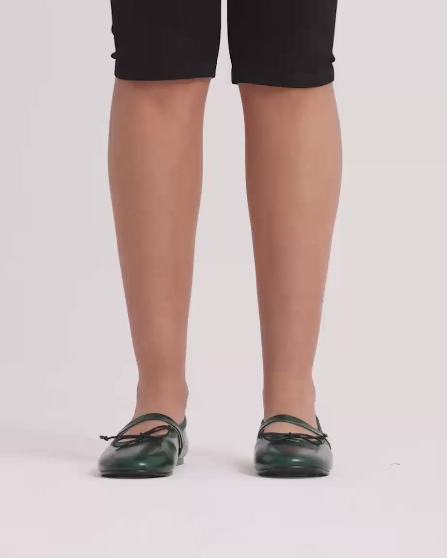 Load video: Blessed 2.0 Leather Ballet Flat | Jade Green