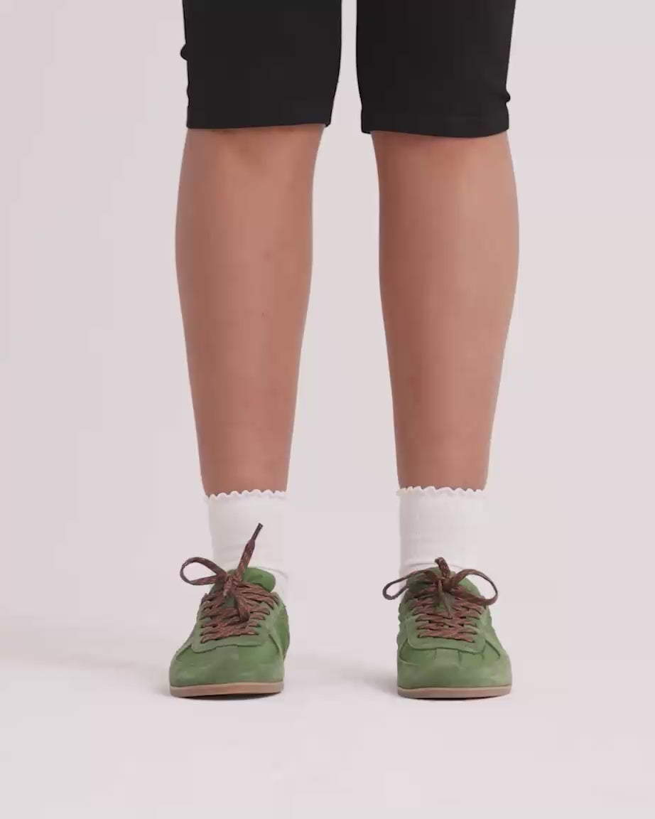 Load video: Sun Street Lace Up Sneaker | Moss Green