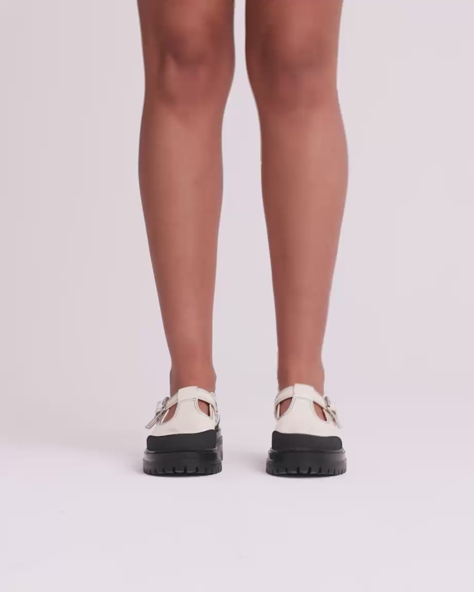 Load video: Icehouse Street T-Bar Shoe | Milk Gloss
