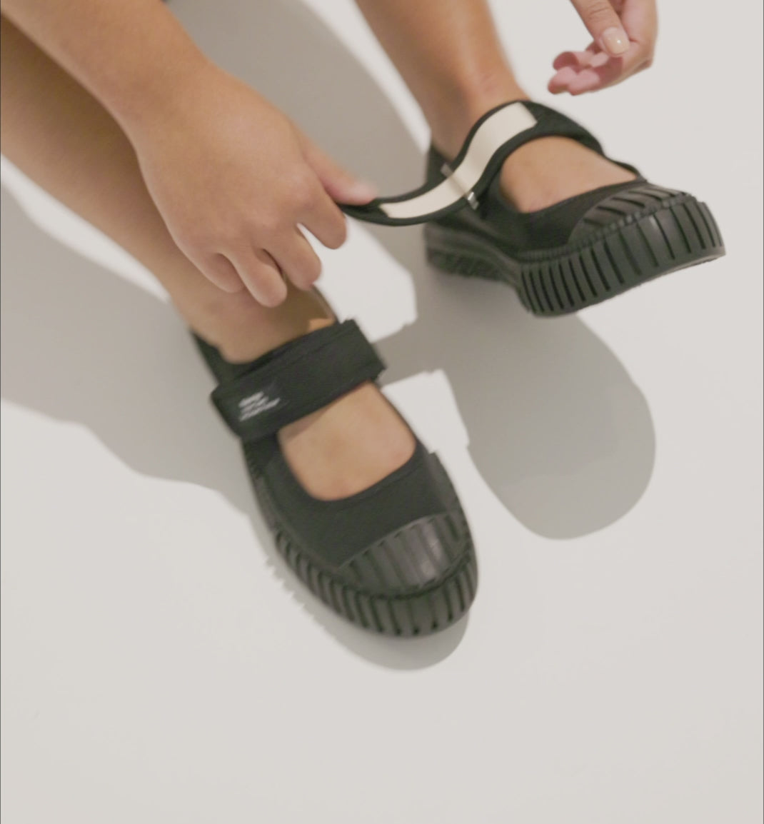 Load video: Grace Velcro Mary Jane | Black