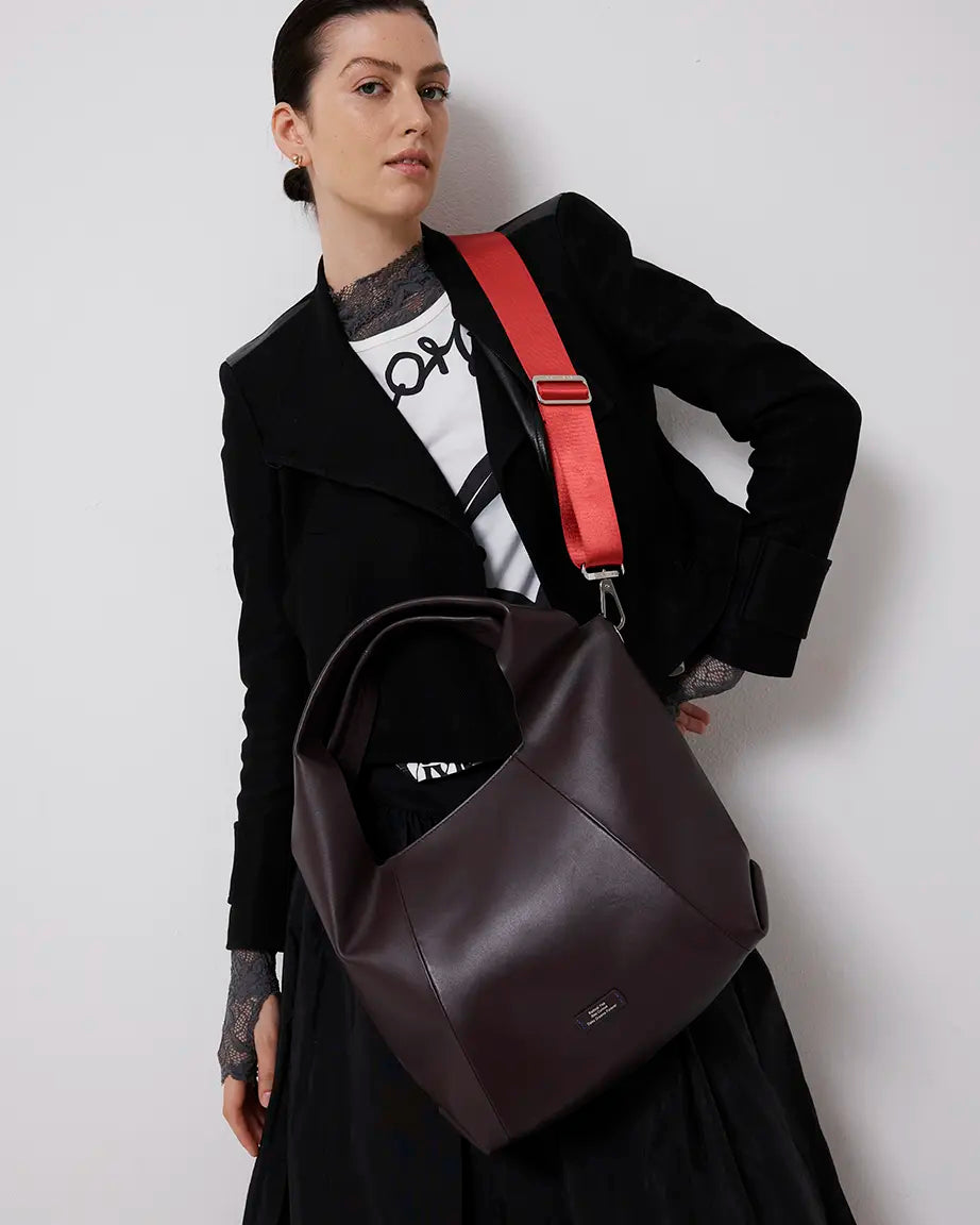 Life Without Screens Leather Tote | Aubergine