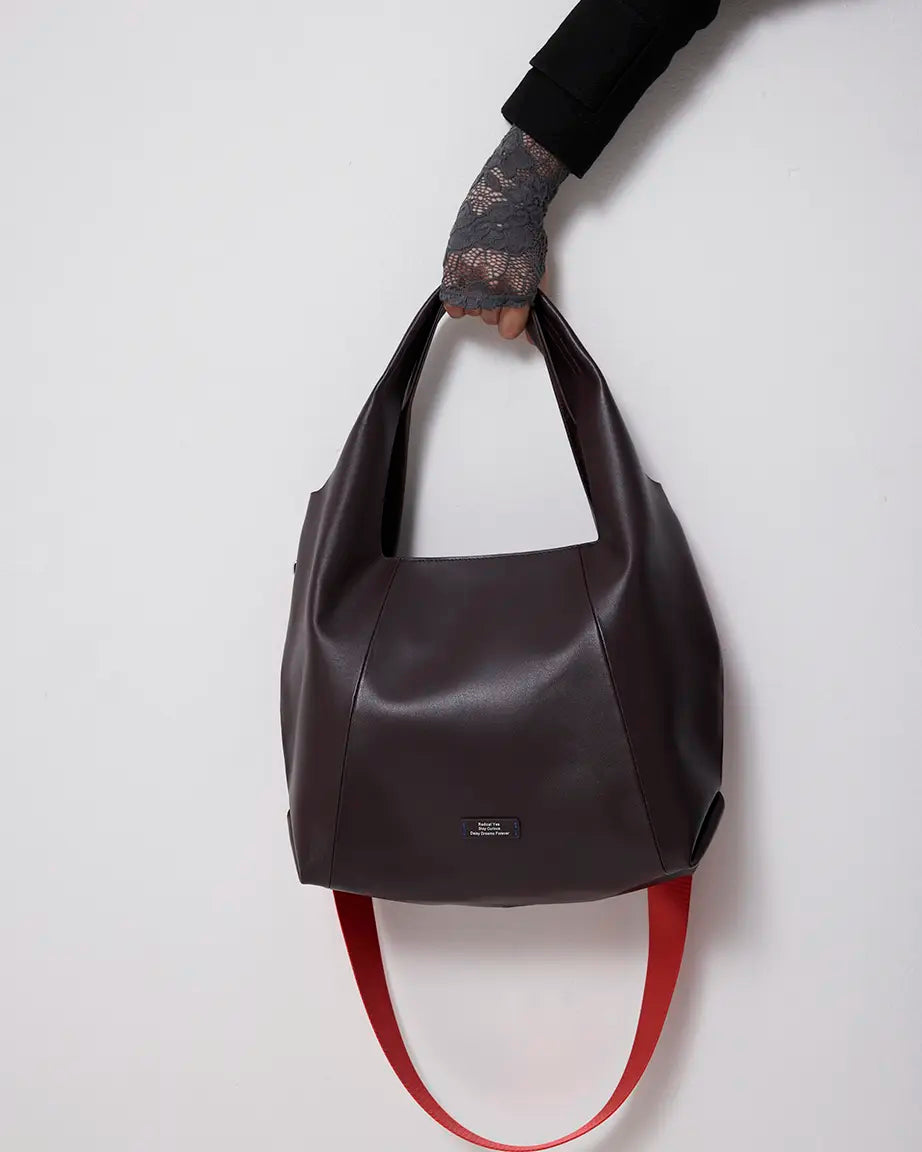 Life Without Screens Leather Tote | Aubergine