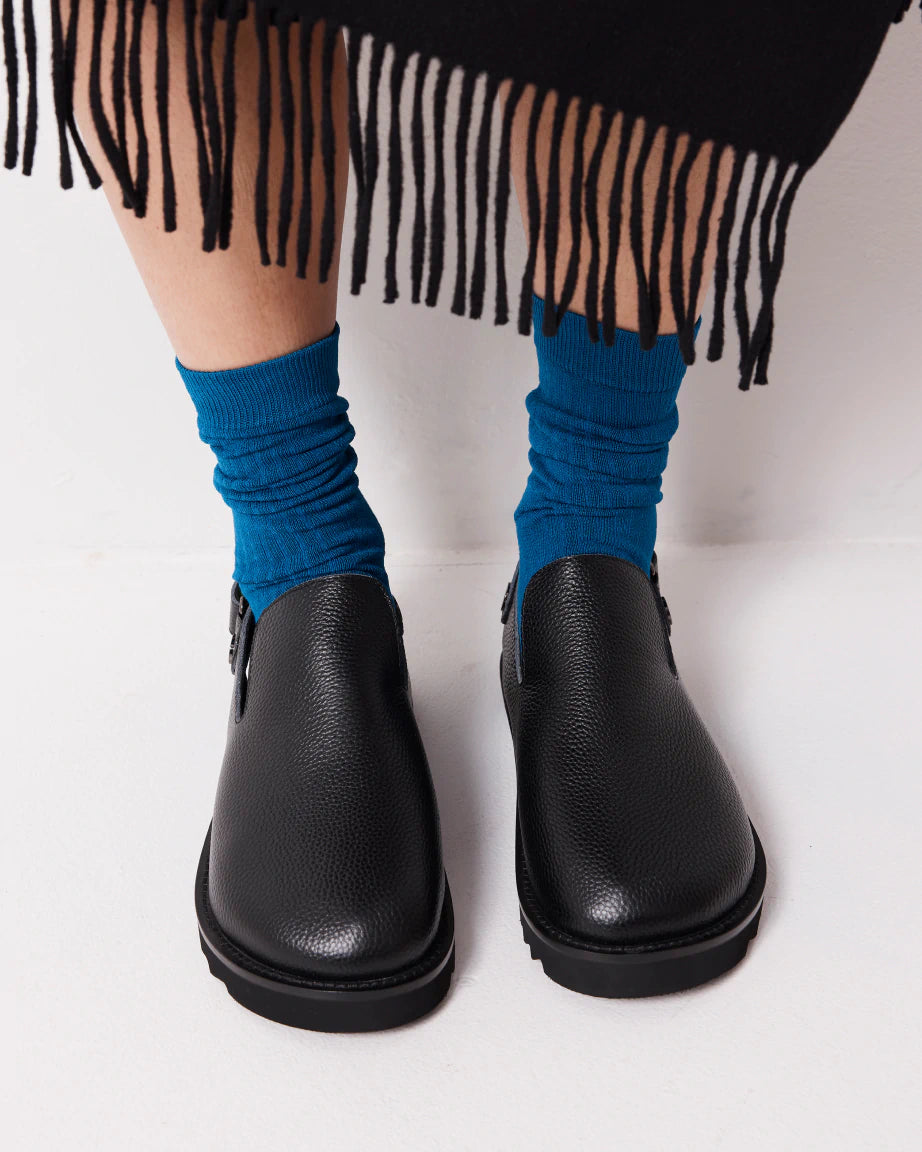Adventure Awaits Slip On Clog in Tumbled Leather | Black