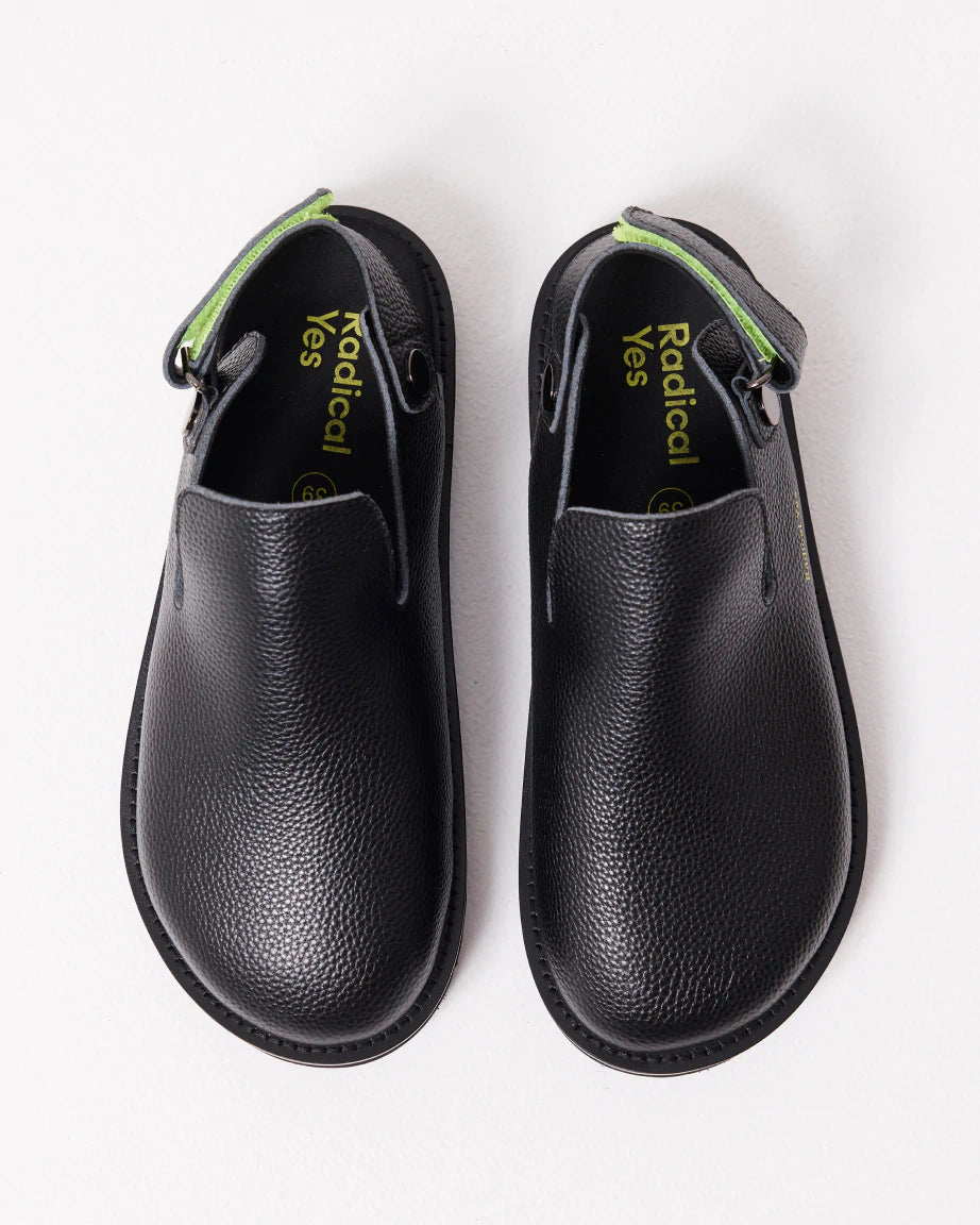 Adventure Awaits Slip On Clog in Tumbled Leather | Black