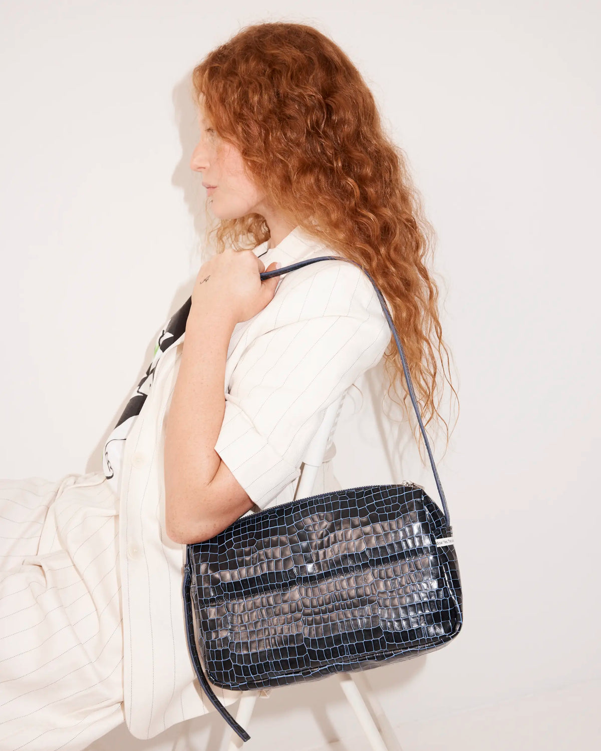 Find the Beginning Cross Body Bag | Open Air Navy Croc