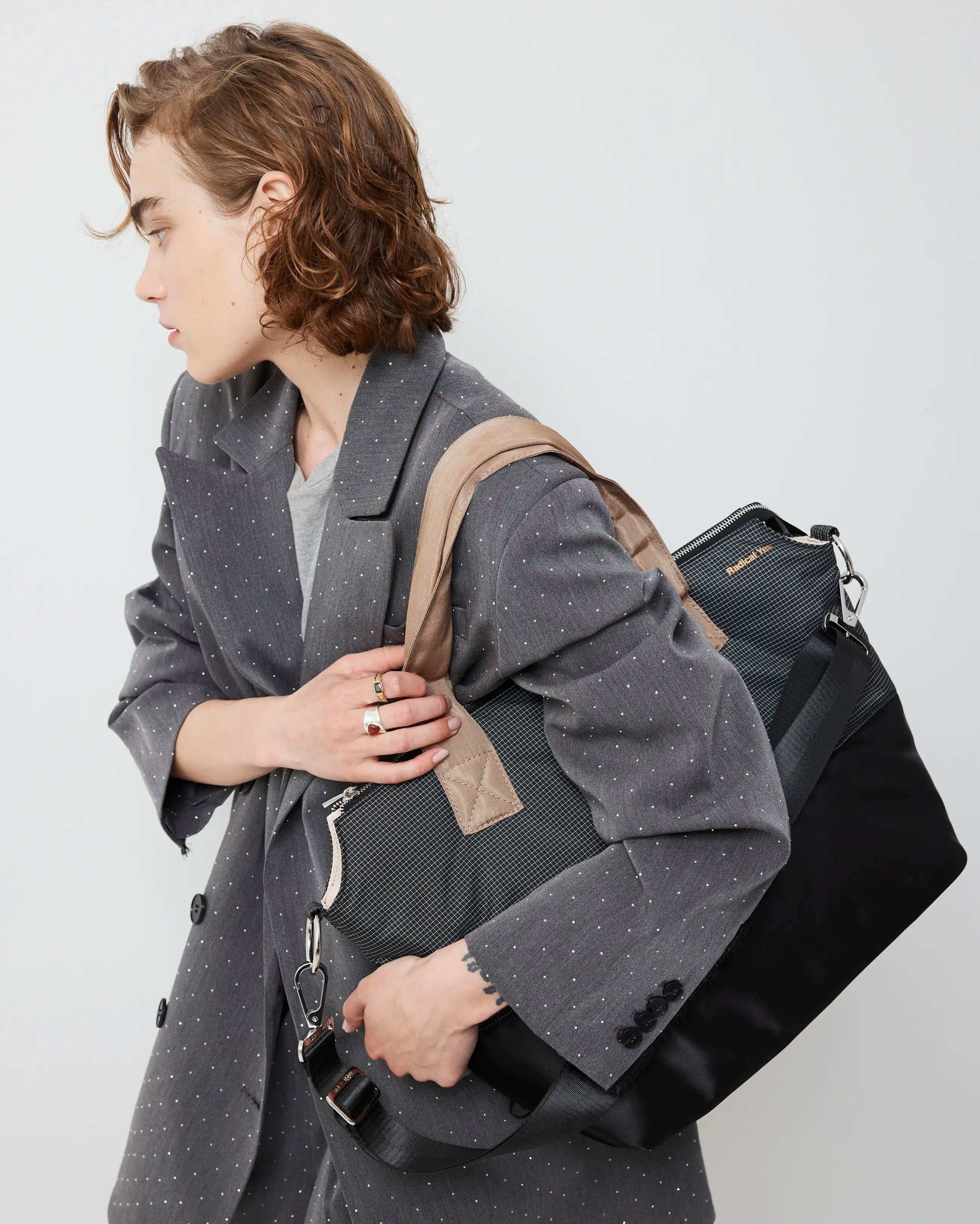 Maximilian Dance Tote in Nylon | Black Ripstop Splice