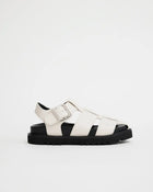 White leather fisherman sandal on white background