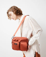The Messenger Sporty Satin Pocket Bag | Clay