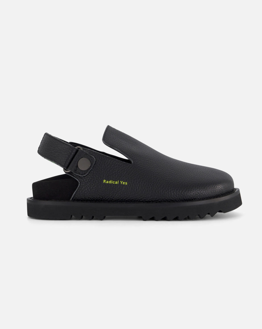 Adventure Awaits Slip On Clog in Tumbled Leather | Black