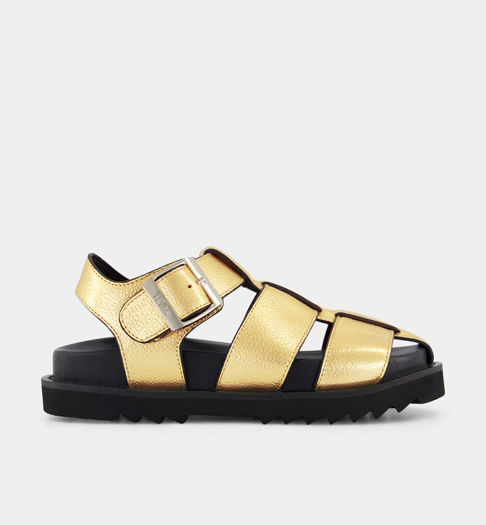 Arkestra 2.0 Fisherman Sandal Tumbled Leather | Gold