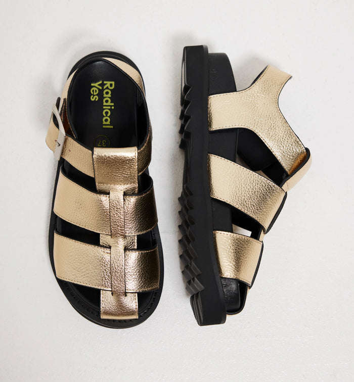 Arkestra 2.0 Fisherman Sandal Tumbled Leather | Gold