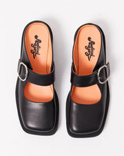 Badu Square Toe Leather Mule | Black