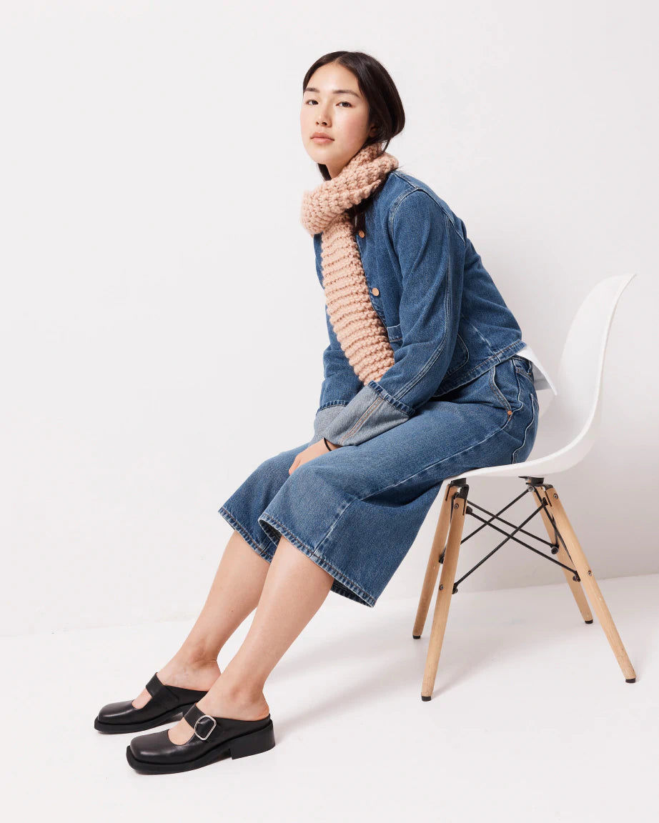 Badu Square Toe Leather Mule | Black