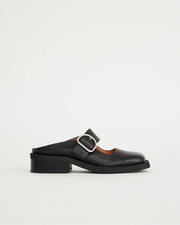 Badu Square Toe Leather Mule | Black