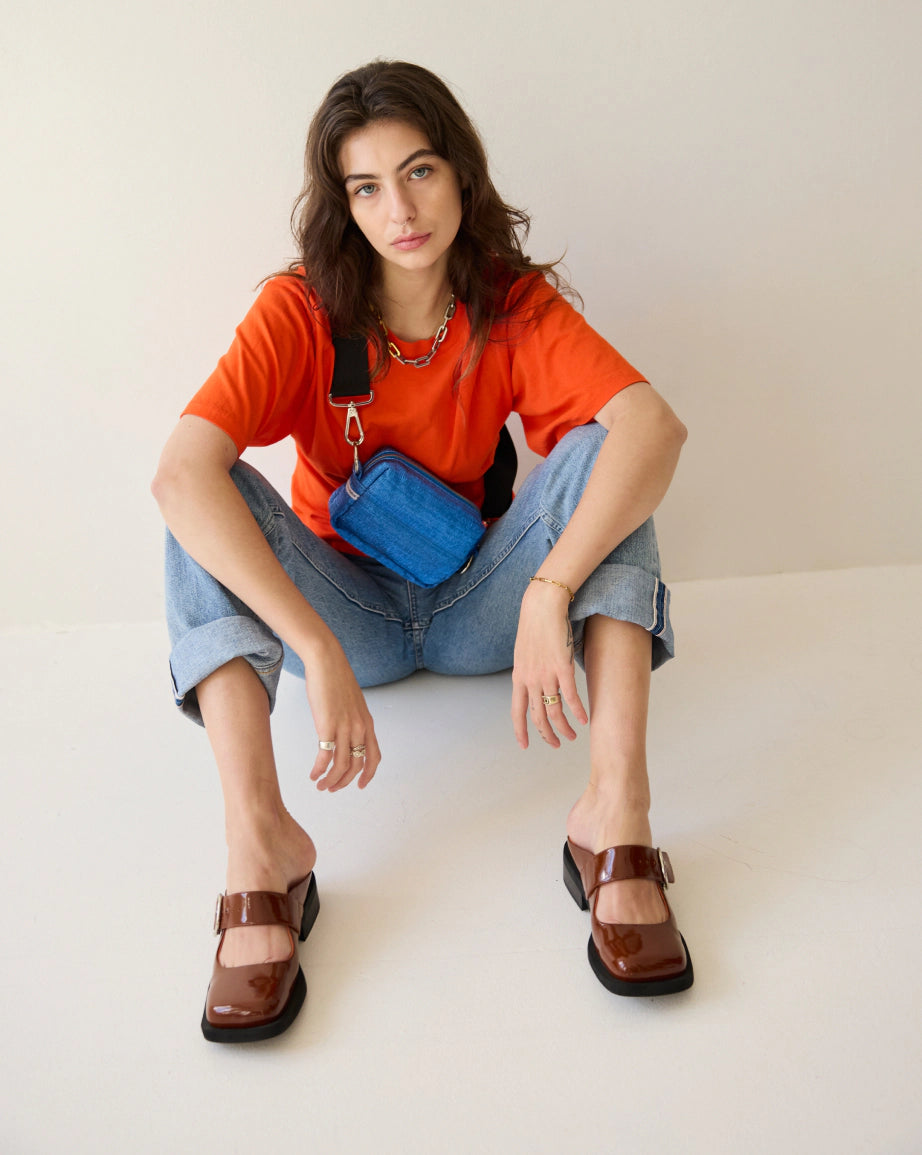 Badu Square Toe Leather Mule | Toffee Ripple