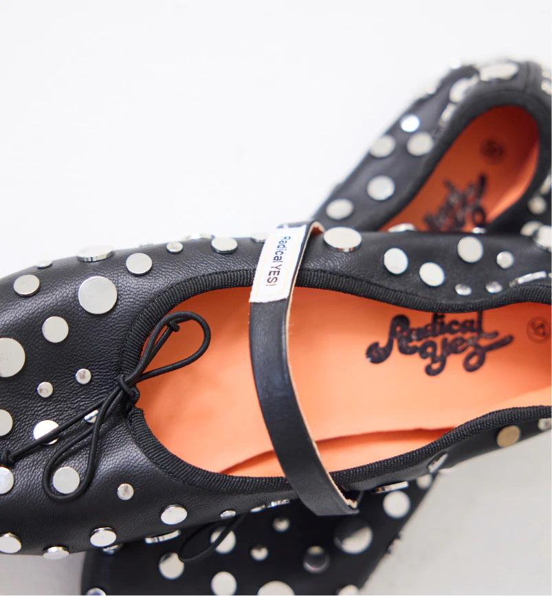 Black and white polka dot flats sales