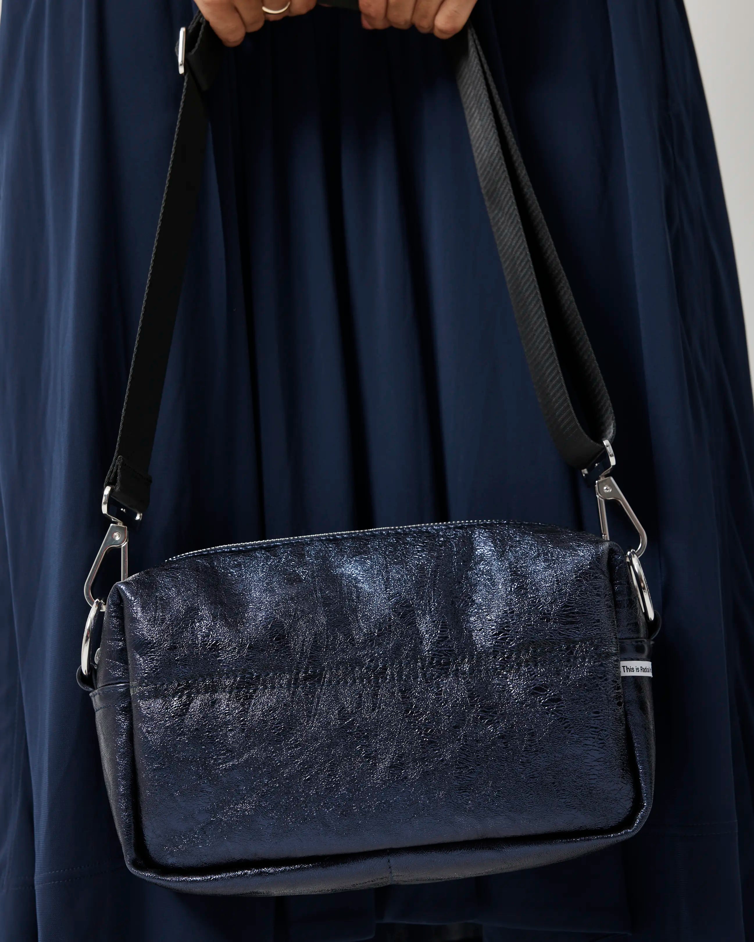 North Star Leather Clutch | Navy Metallic