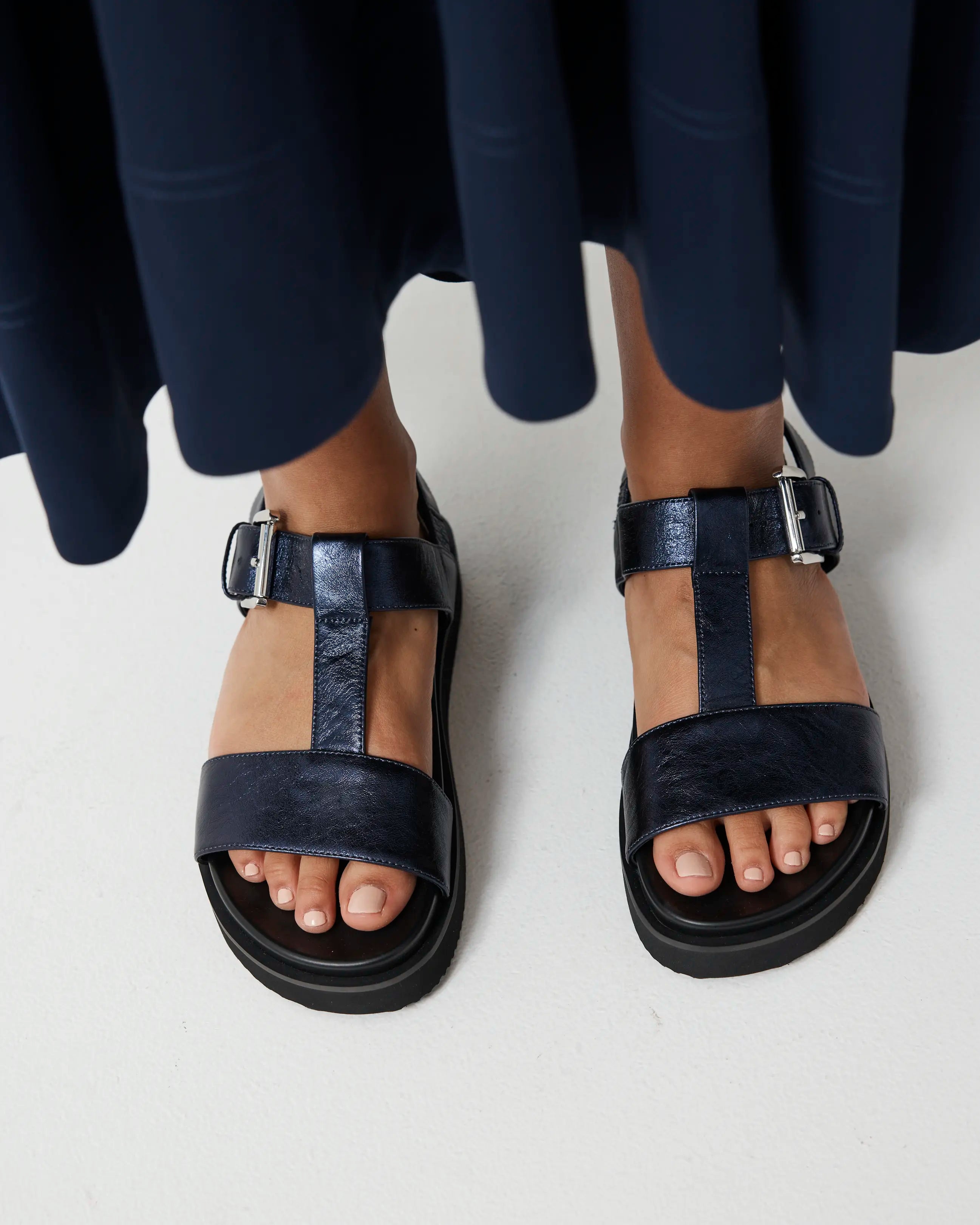 Declaration T-Bar Sandal | Navy Metallic