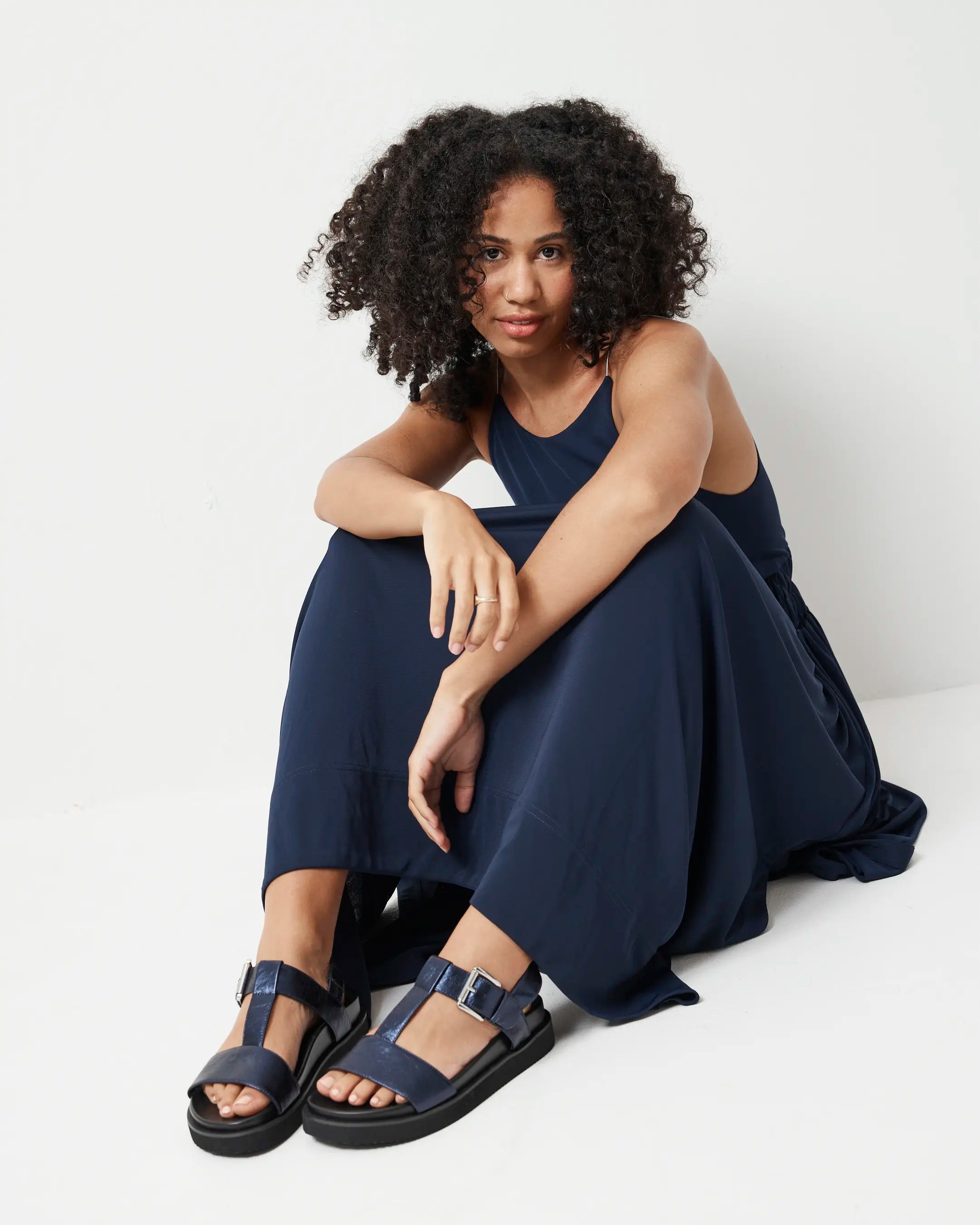 Declaration T-Bar Sandal | Navy Metallic