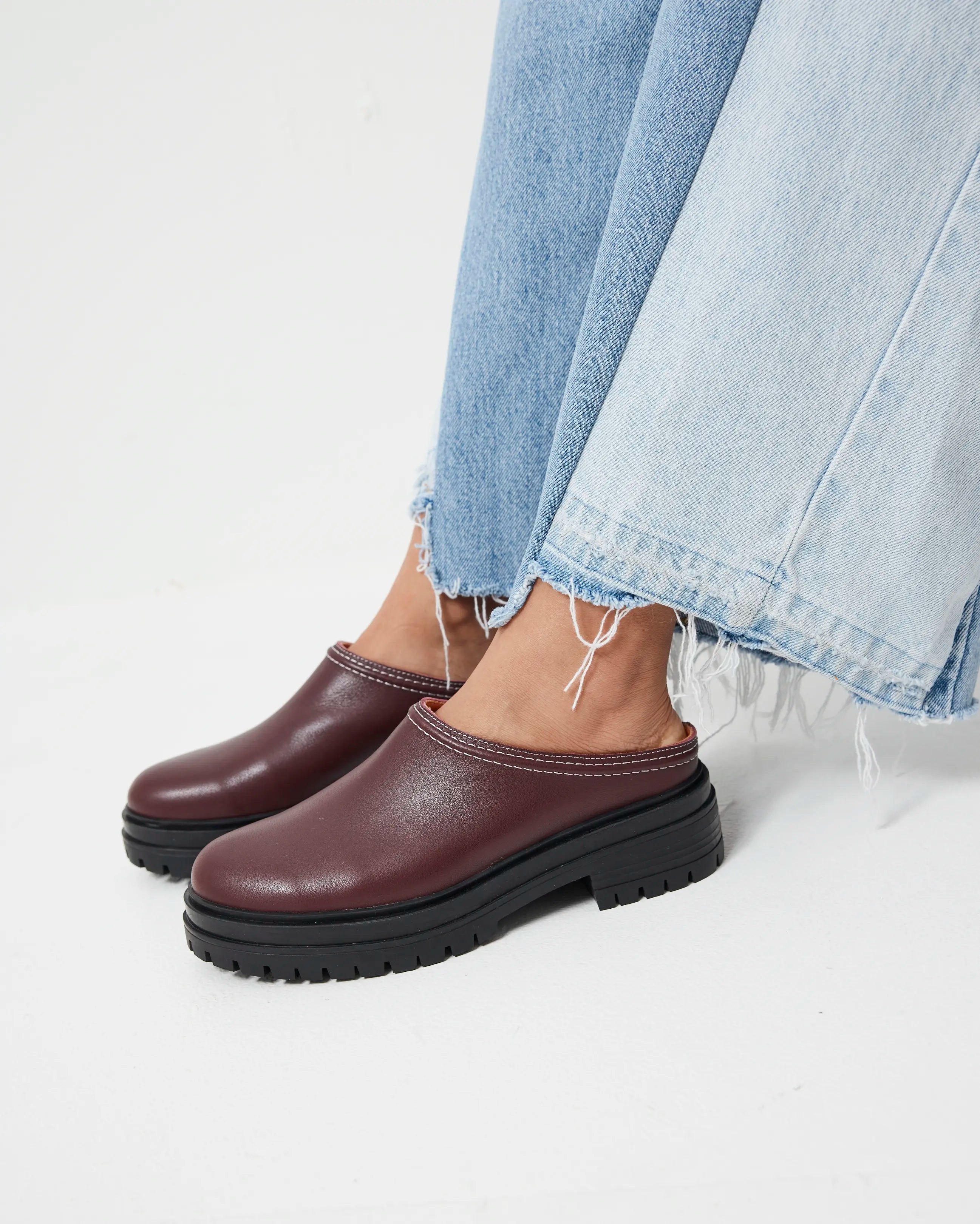 Delphine Leather Clog | Cherry