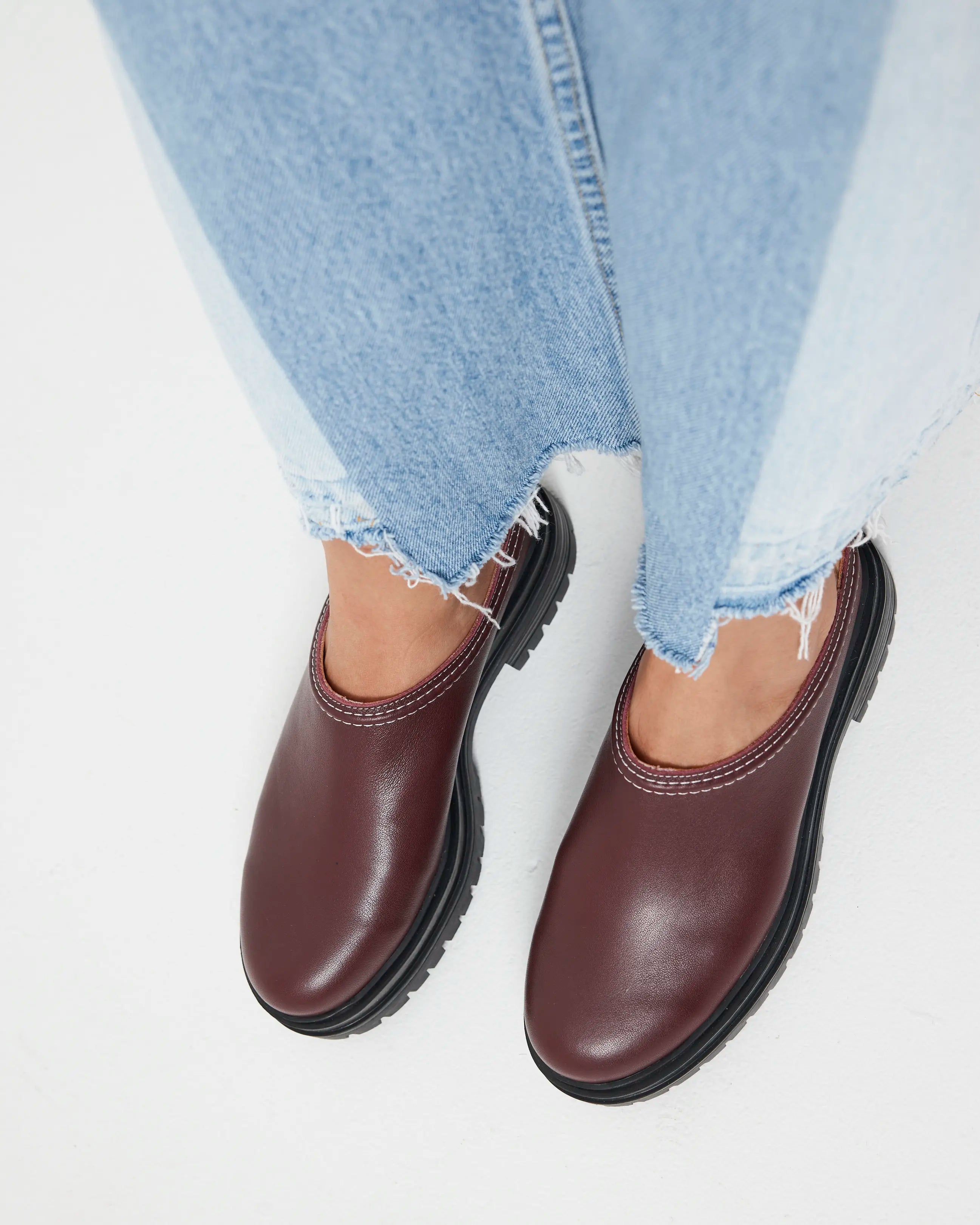 Delphine Leather Clog | Cherry