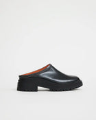 Delphine Leather Clog | Black with Milk Topstitch