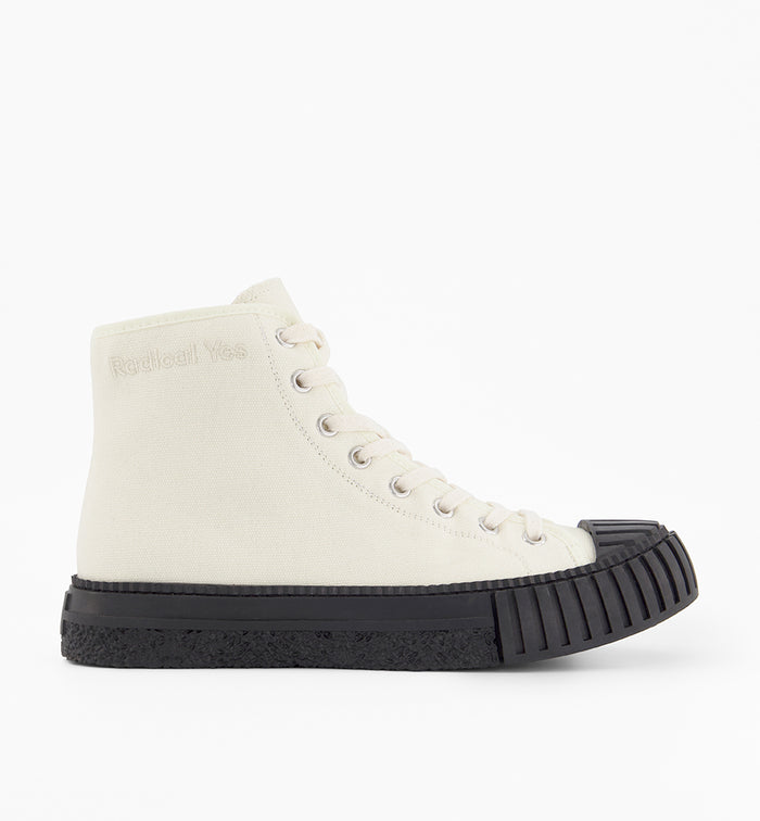 The Future High Top Lace Up Trainer in Canvas | Milk