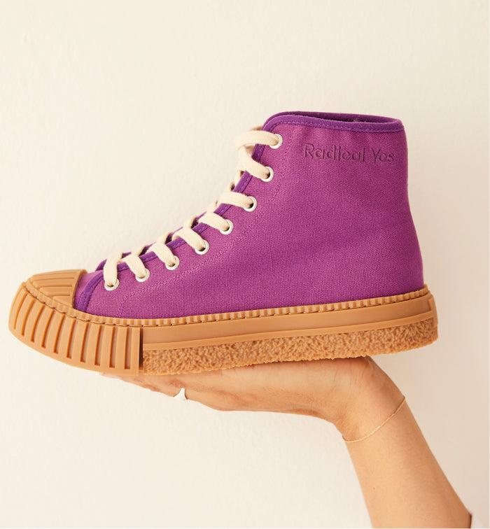 The Future High Top Lace Up Trainer in Canvas | Grape