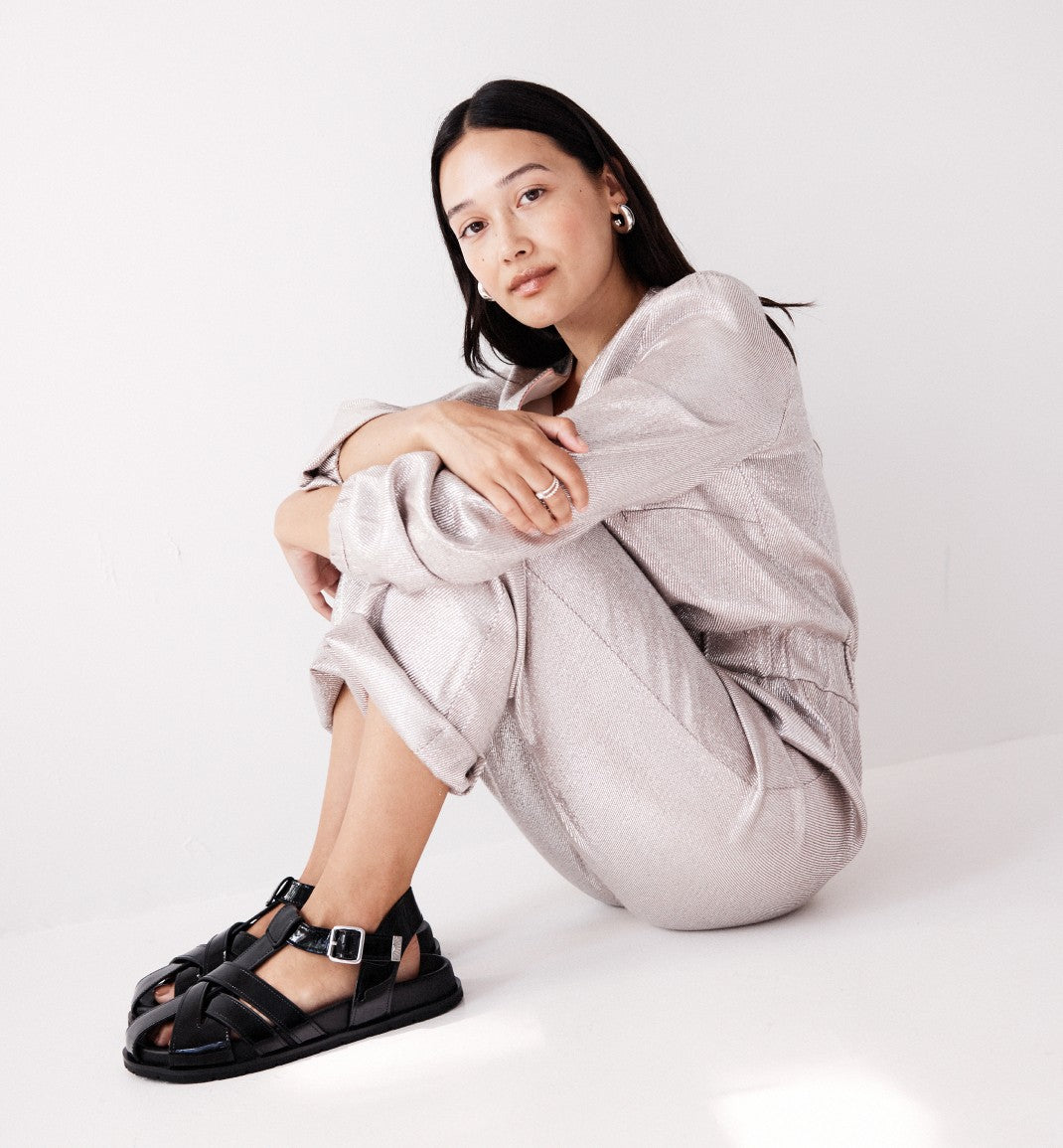 Ginny Strappy Sandal | Black Patent Leather