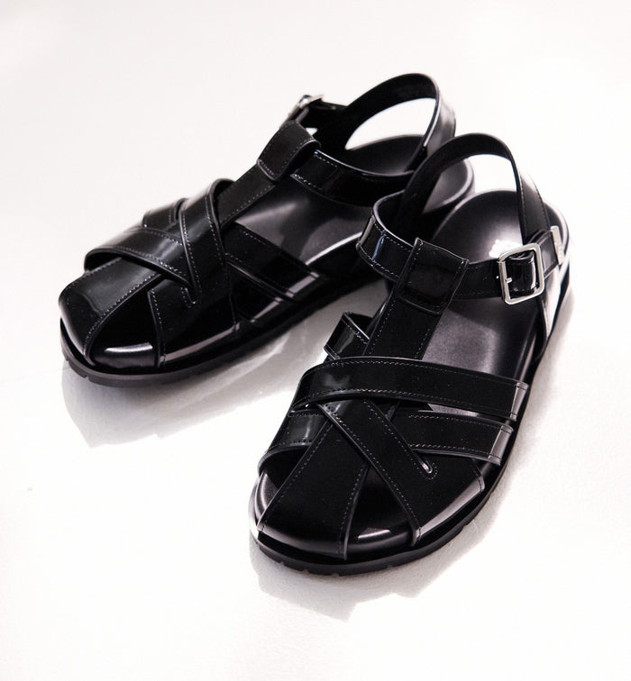 Ginny Strappy Sandal | Black Patent Leather