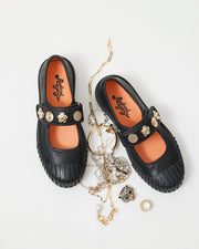 Grace Velcro Leather Mary Jane | Black Deco Amazingness