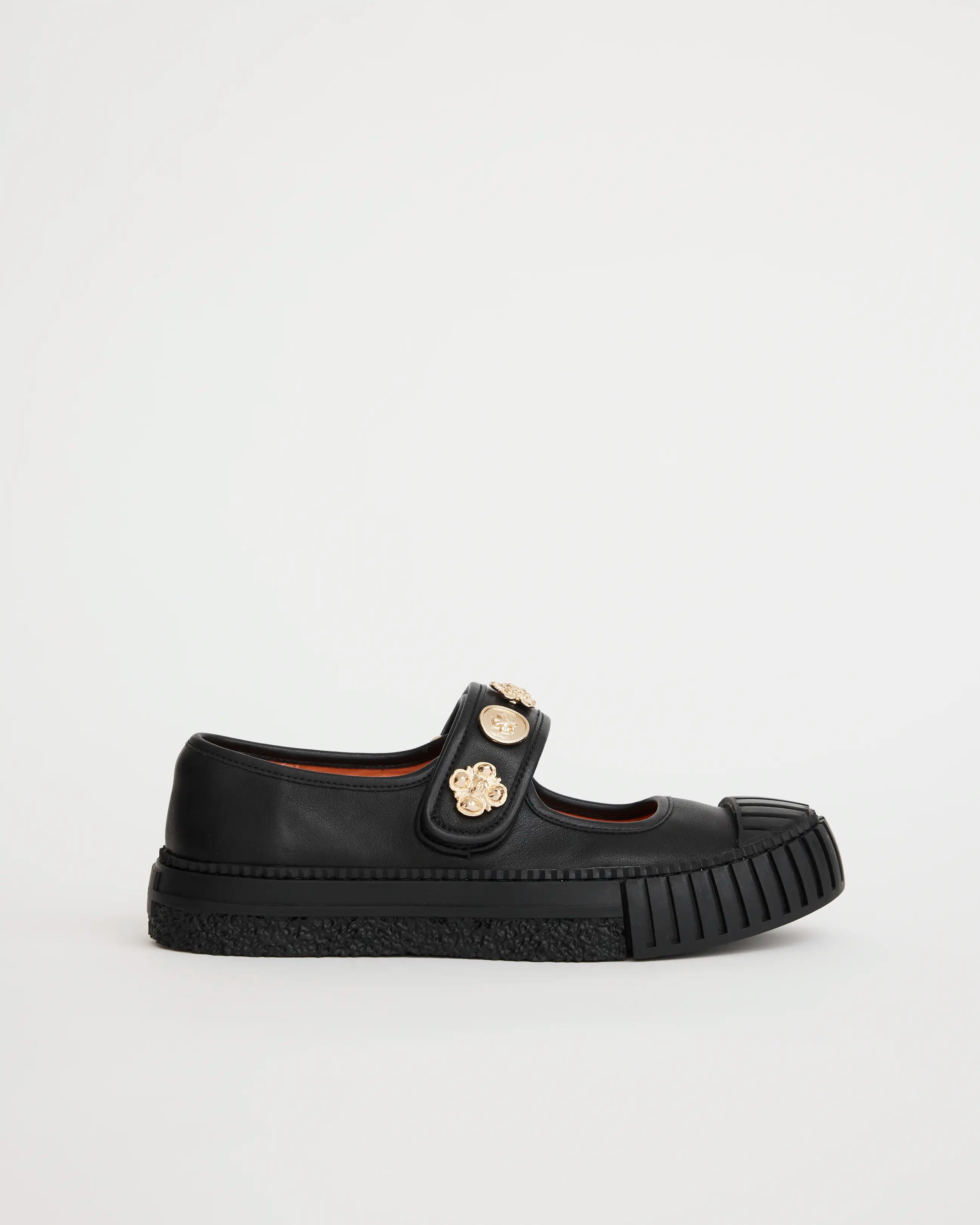 Grace Velcro Leather Mary Jane | Black Deco Amazingness